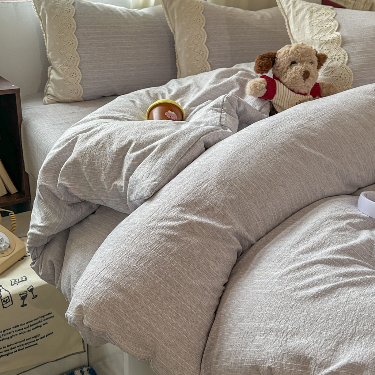 梵克保罗 2026新款色织提花镂空纯色四件套 薰衣草田