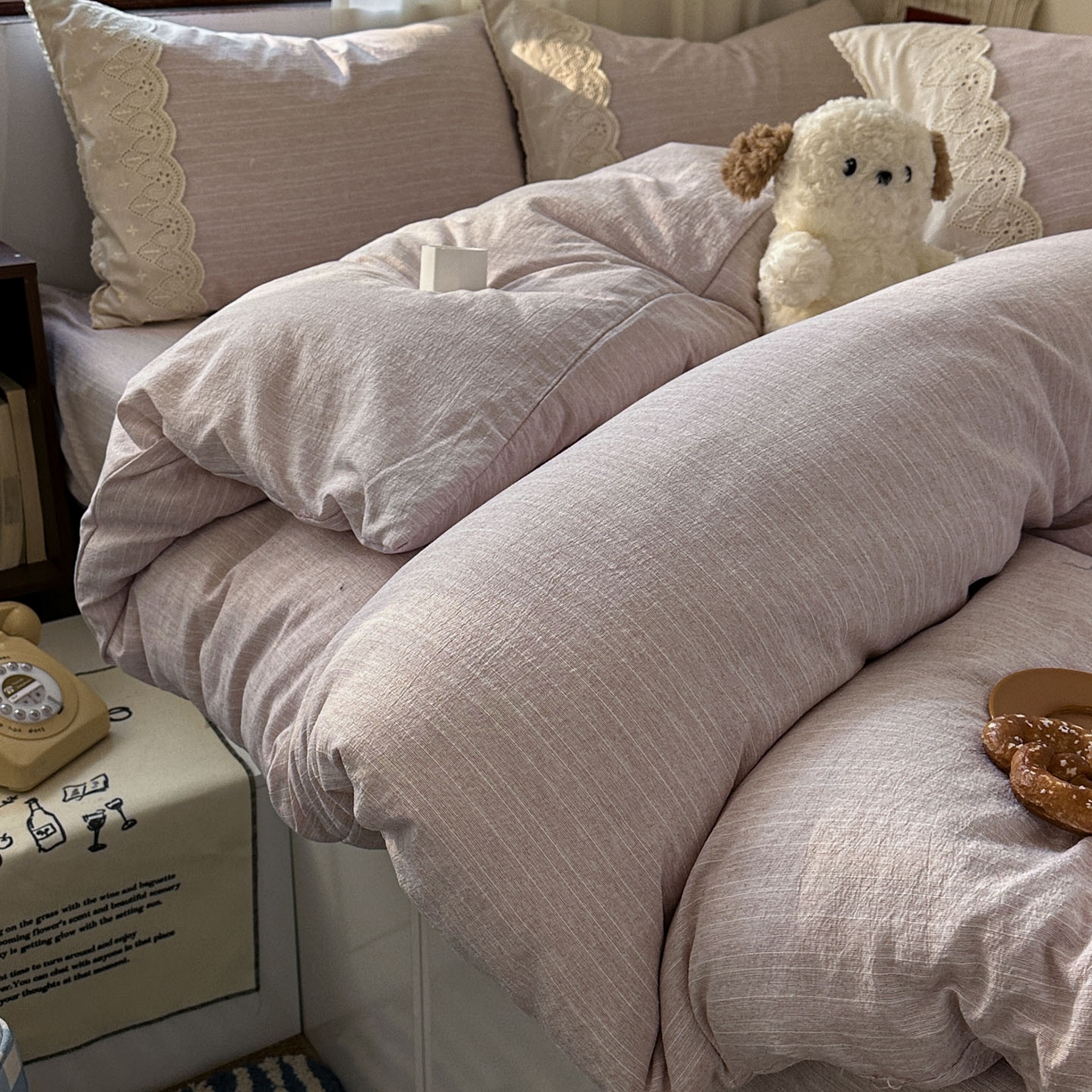 梵克保罗 2026新款色织提花镂空纯色四件套 樱花曲奇