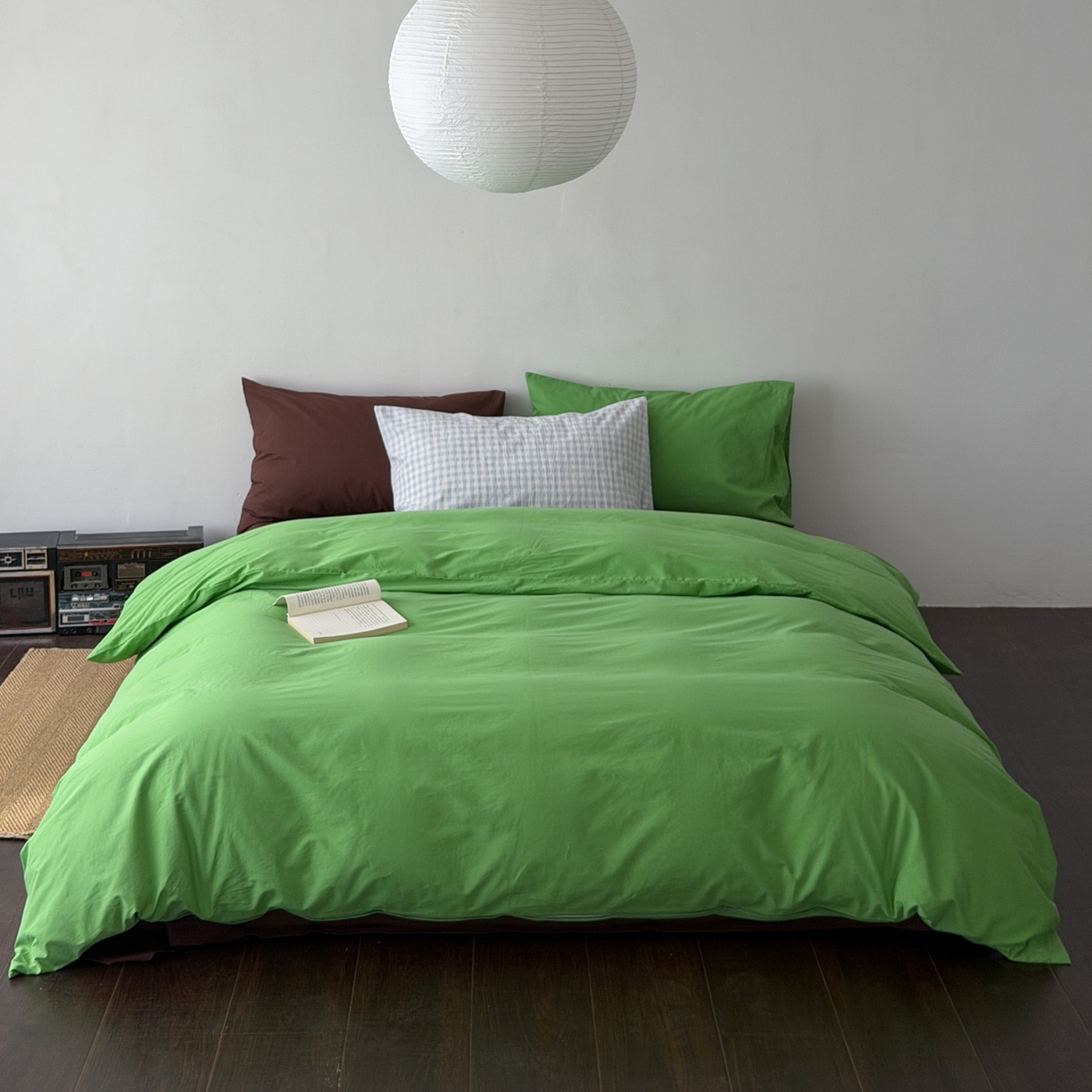 91家纺网 家纺一手货源 找家纺 （总）艾沁家纺 2026新款40S全棉水洗棉撞色四件套-青巧