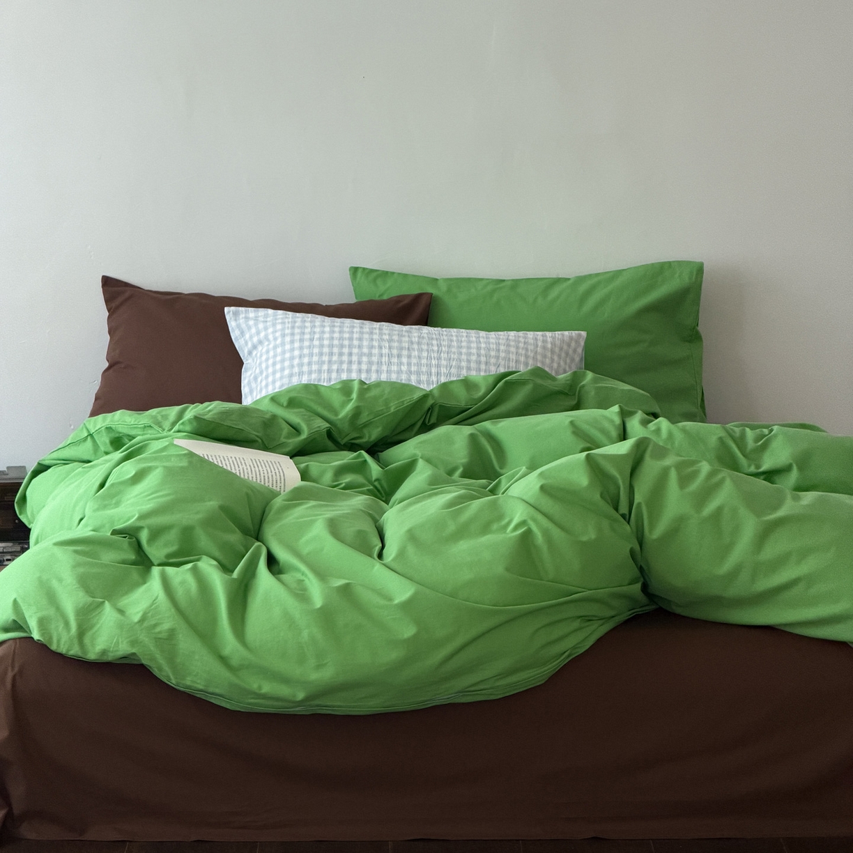 91家纺网 家纺一手货源 找家纺 （总）艾沁家纺 2026新款40S全棉水洗棉撞色四件套-青巧