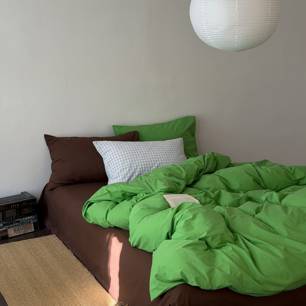 91家纺网 家纺一手货源 找家纺 （总）艾沁家纺 2026新款40S全棉水洗棉撞色四件套-青巧