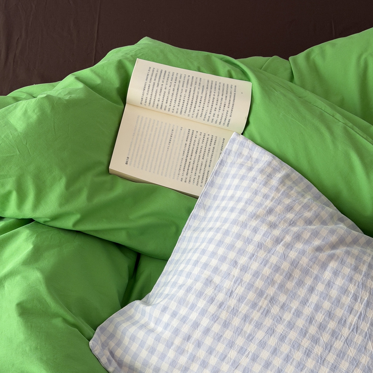 91家纺网 家纺一手货源 找家纺 （总）艾沁家纺 2026新款40S全棉水洗棉撞色四件套-青巧