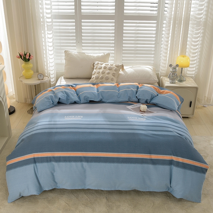 91家纺网 家纺一手货源 找家纺 董成龙 2026新款直播爆款加厚全棉活性磨毛四件套纯棉三件套 格兰特-蓝