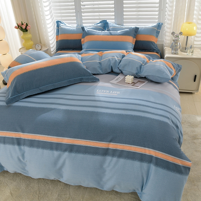 91家纺网 家纺一手货源 找家纺 董成龙 2026新款直播爆款加厚全棉活性磨毛四件套纯棉三件套 格兰特-蓝