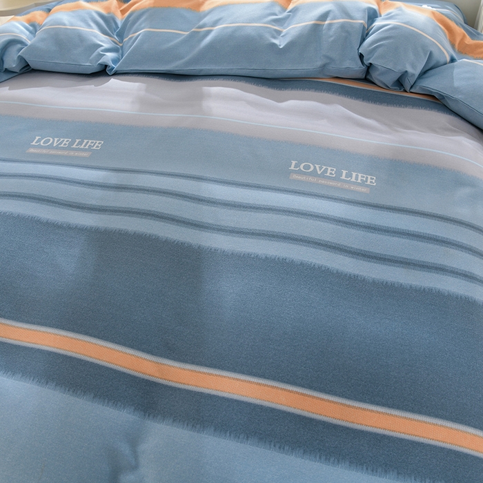 91家纺网 家纺一手货源 找家纺 董成龙 2026新款直播爆款加厚全棉活性磨毛四件套纯棉三件套 格兰特-蓝