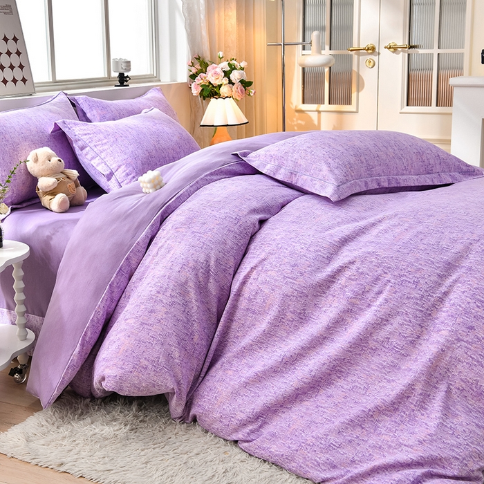 91家纺网 家纺一手货源 找家纺 董成龙 2026新款直播爆款加厚全棉活性磨毛四件套纯棉三件套 米兰-紫