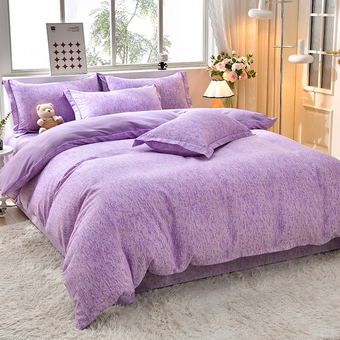 91家纺网 家纺一手货源 找家纺 董成龙 2026新款直播爆款加厚全棉活性磨毛四件套纯棉三件套 米兰-紫