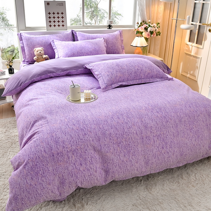 91家纺网 家纺一手货源 找家纺 董成龙 2026新款直播爆款加厚全棉活性磨毛四件套纯棉三件套 米兰-紫