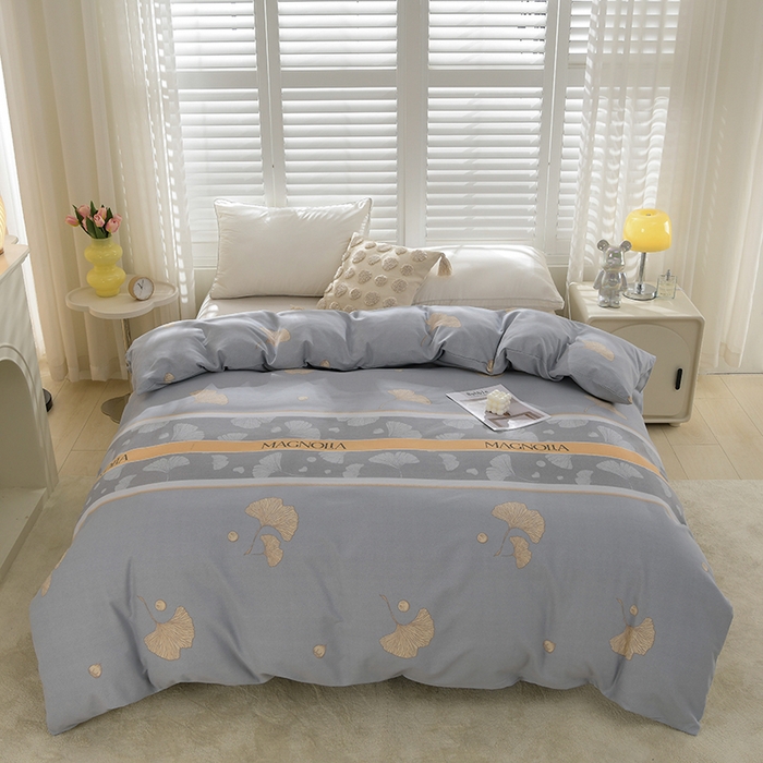 董成龙 2026新款直播爆款加厚全棉活性磨毛四件套纯棉三件套 秋枫-灰