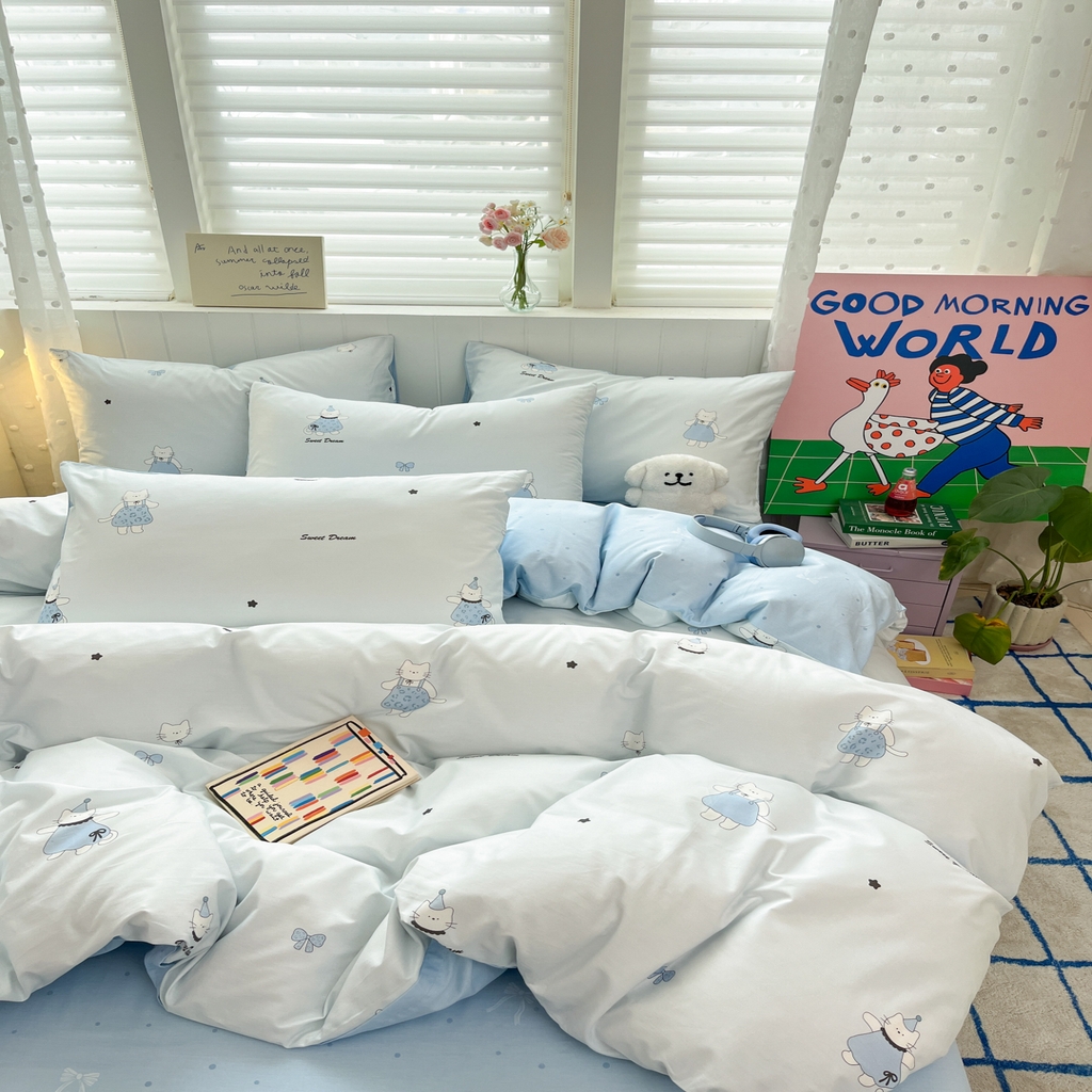 91家纺网 家纺一手货源 找家纺 晨希家居 2026春夏新款全棉纯棉小清新多规格四件套 小懒虫