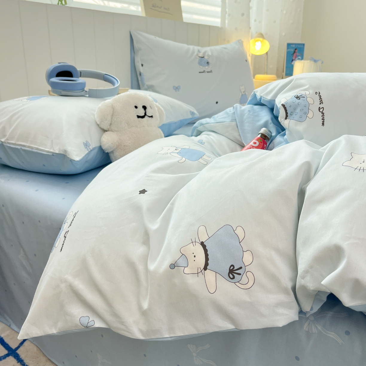 91家纺网 家纺一手货源 找家纺 晨希家居 2026春夏新款全棉纯棉小清新多规格四件套 小懒虫