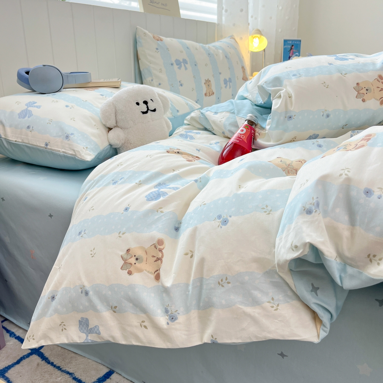 91家纺网 家纺一手货源 找家纺 晨希家居 2026春夏新款全棉纯棉小清新多规格四件套 焦糖小熊