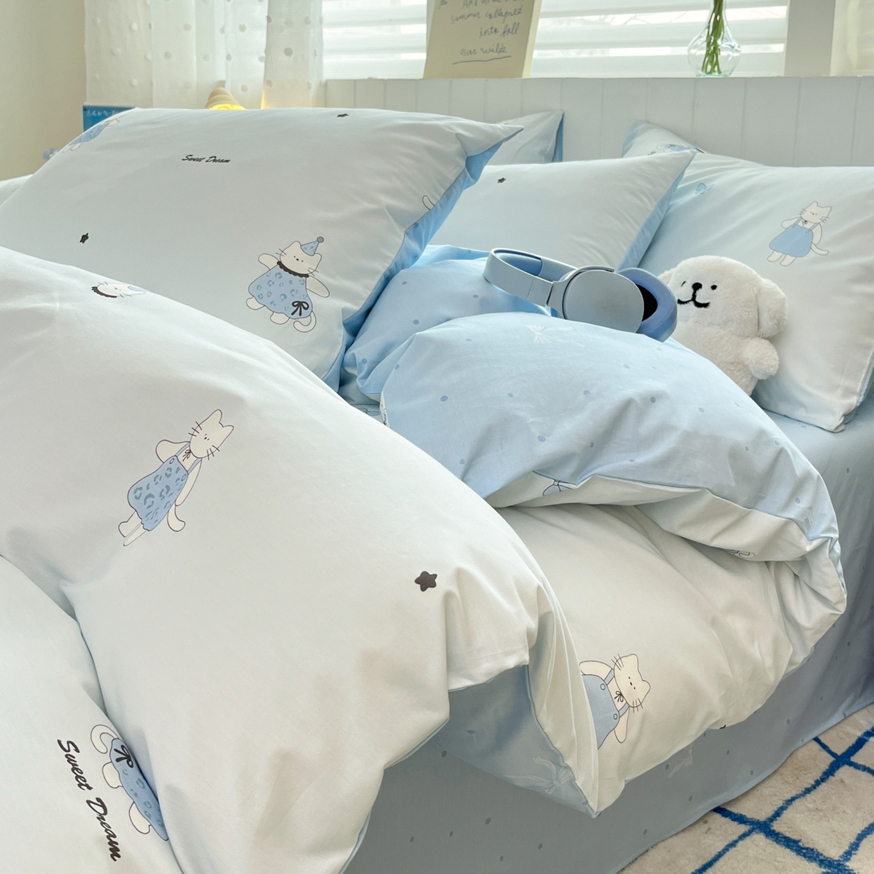 91家纺网 家纺一手货源 找家纺 晨希家居 2026春夏新款全棉纯棉小清新多规格四件套 小懒虫