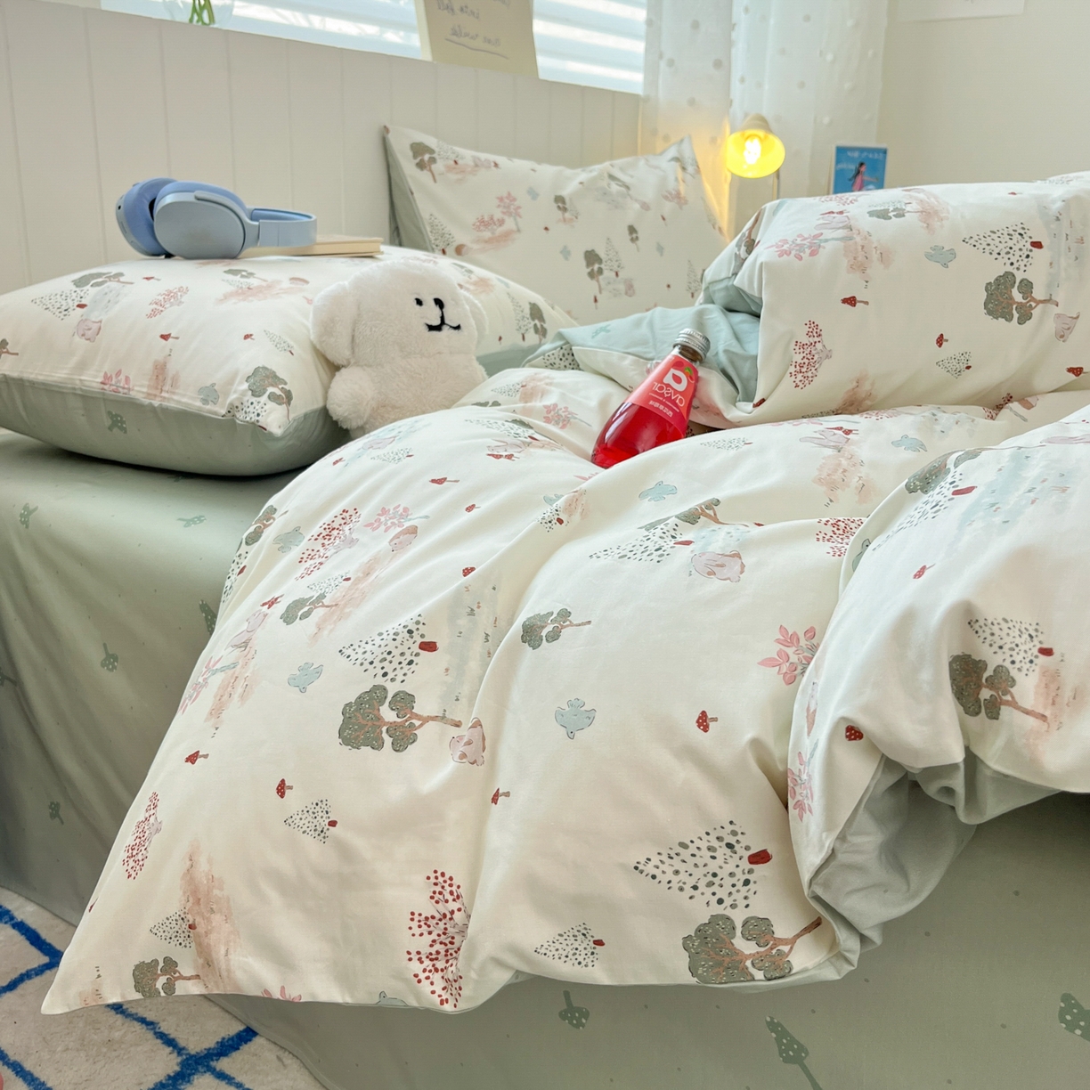 91家纺网 家纺一手货源 找家纺 晨希家居 2026春夏新款全棉纯棉小清新多规格四件套 松果梦