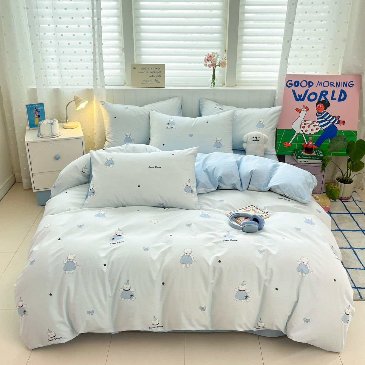 91家纺网 家纺一手货源 找家纺 晨希家居 2026春夏新款全棉纯棉小清新多规格四件套 小懒虫