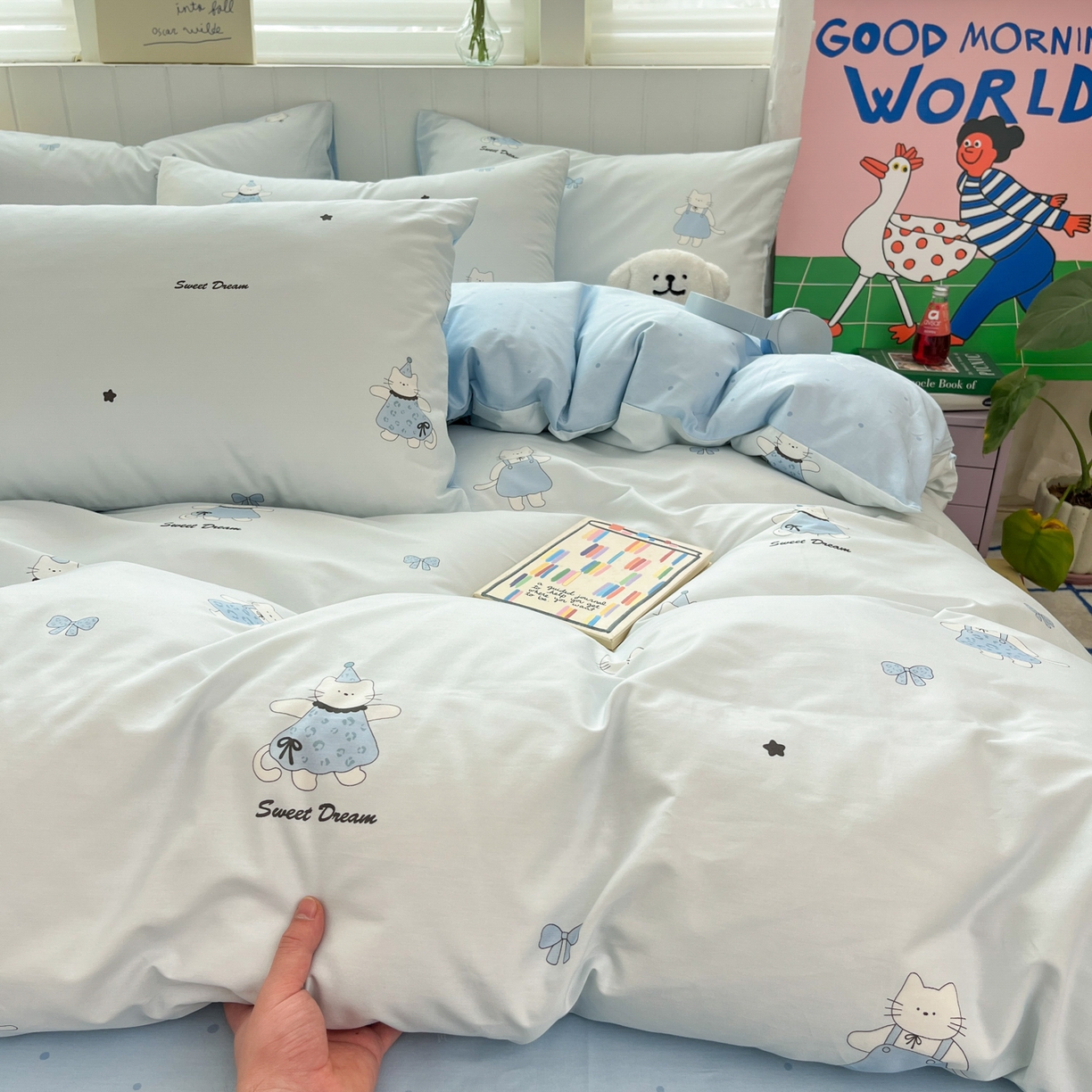 91家纺网 家纺一手货源 找家纺 晨希家居 2026春夏新款全棉纯棉小清新多规格四件套 小懒虫