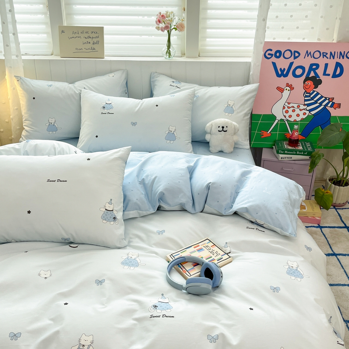 91家纺网 家纺一手货源 找家纺 晨希家居 2026春夏新款全棉纯棉小清新多规格四件套 小懒虫