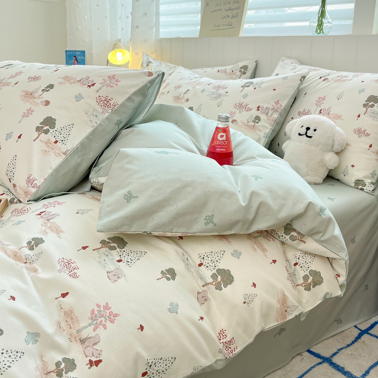 91家纺网 家纺一手货源 找家纺 晨希家居 2026春夏新款全棉纯棉小清新多规格四件套 松果梦