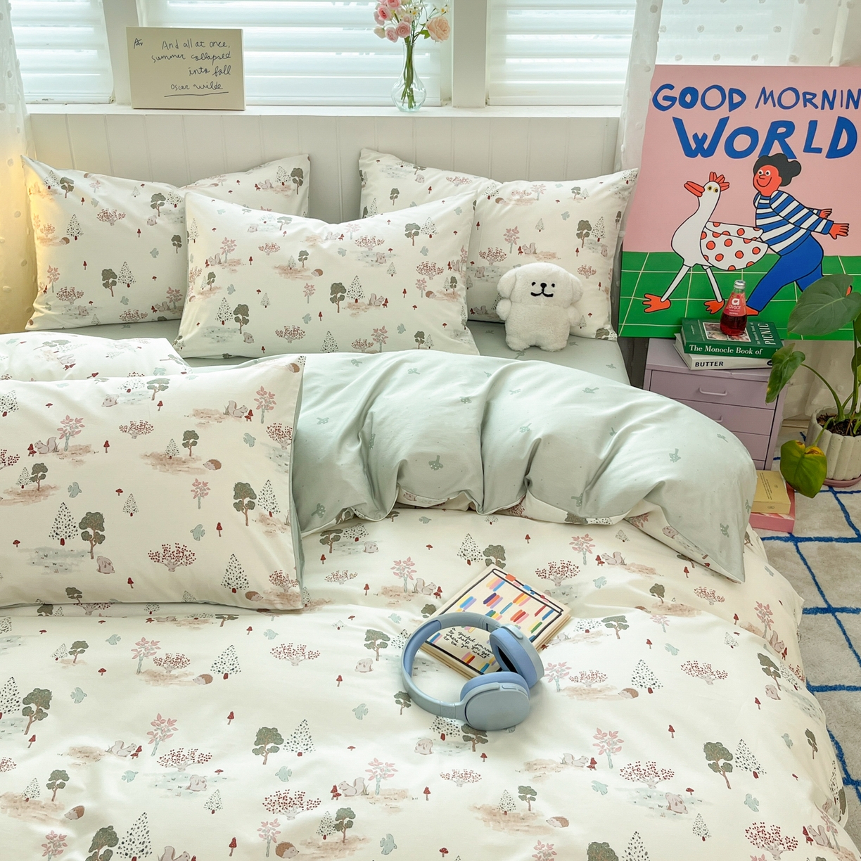 91家纺网 家纺一手货源 找家纺 晨希家居 2026春夏新款全棉纯棉小清新多规格四件套 松果梦