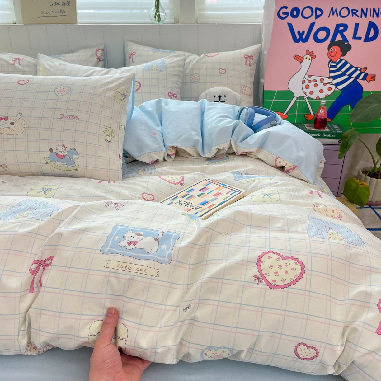 91家纺网 家纺一手货源 找家纺 晨希家居 2026春夏新款全棉纯棉小清新多规格四件套 可爱多多