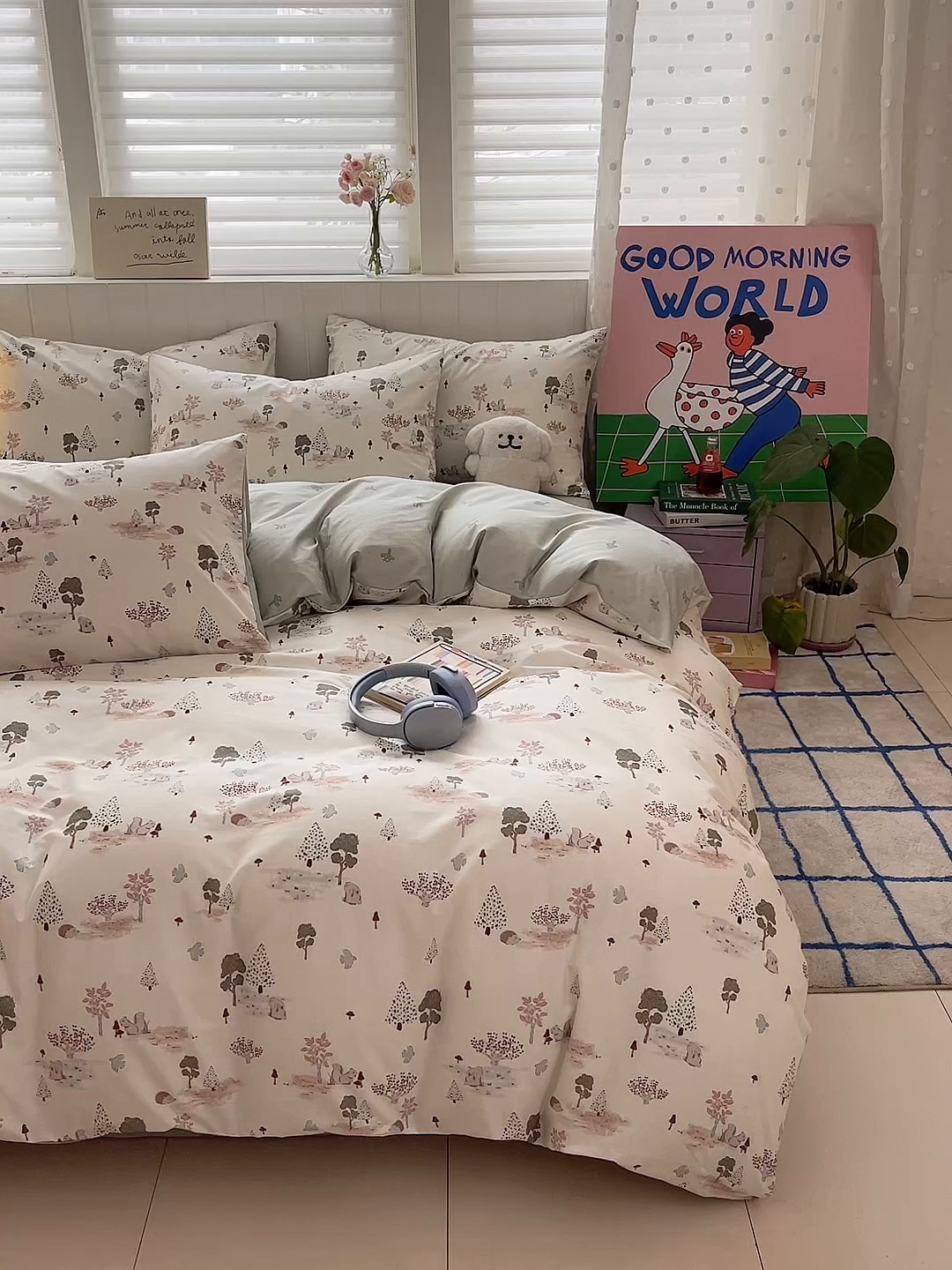 91家纺网 家纺一手货源 找家纺 晨希家居 2026春夏新款全棉纯棉小清新多规格四件套 松果梦