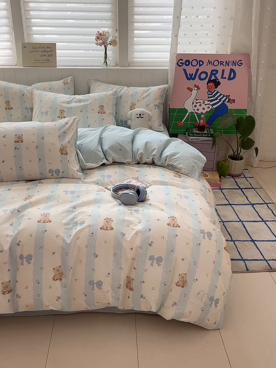 91家纺网 家纺一手货源 找家纺 晨希家居 2026春夏新款全棉纯棉小清新多规格四件套 焦糖小熊