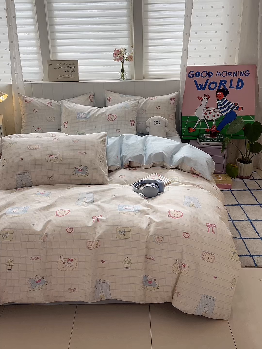 91家纺网 家纺一手货源 找家纺 晨希家居 2026春夏新款全棉纯棉小清新多规格四件套 可爱多多