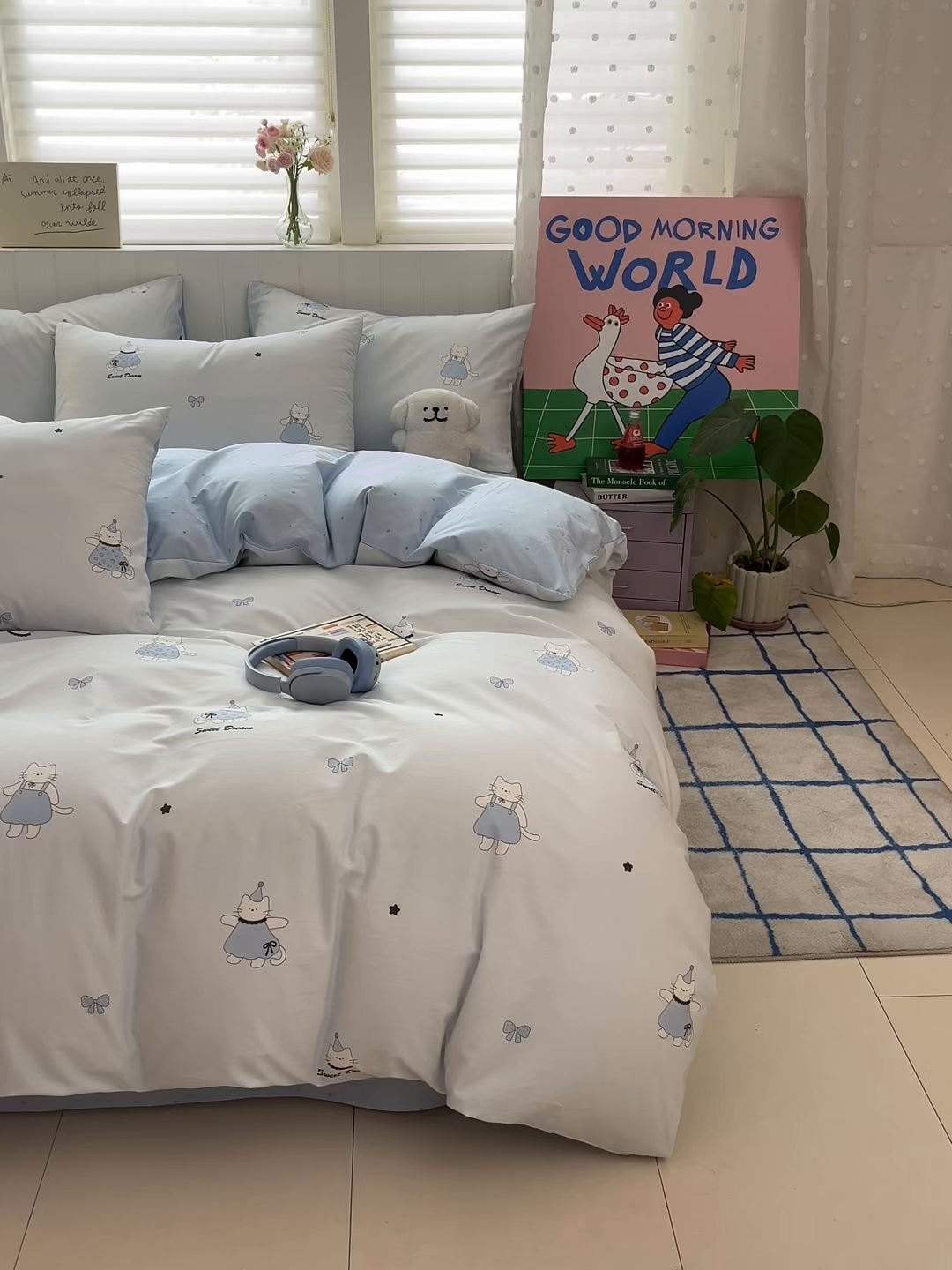 91家纺网 家纺一手货源 找家纺 晨希家居 2026春夏新款全棉纯棉小清新多规格四件套 小懒虫