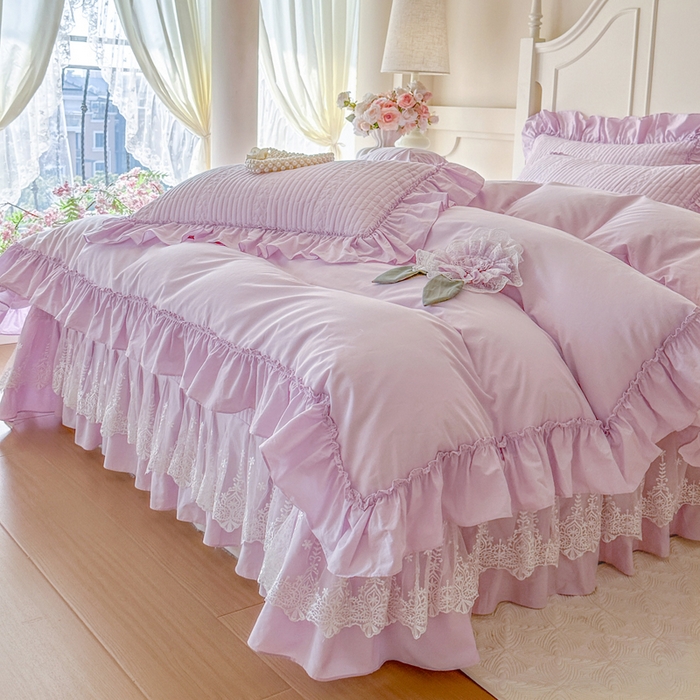 91家纺网 家纺一手货源 找家纺 瑞宝 2026新款全棉水洗棉床盖四件套-初夏 严格控价。利润不低于90 除平台优惠券 梦幻紫