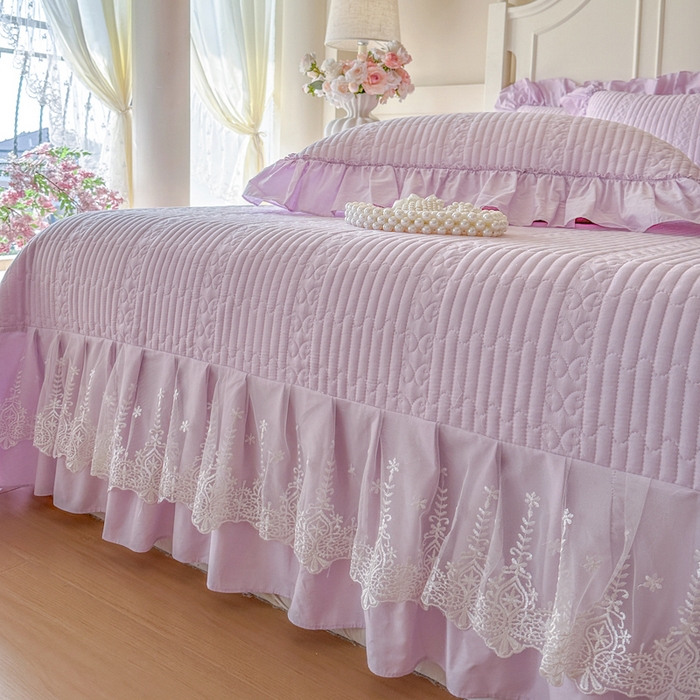 91家纺网 家纺一手货源 找家纺 瑞宝 2026新款全棉水洗棉床盖四件套-初夏 严格控价。利润不低于90 除平台优惠券 梦幻紫