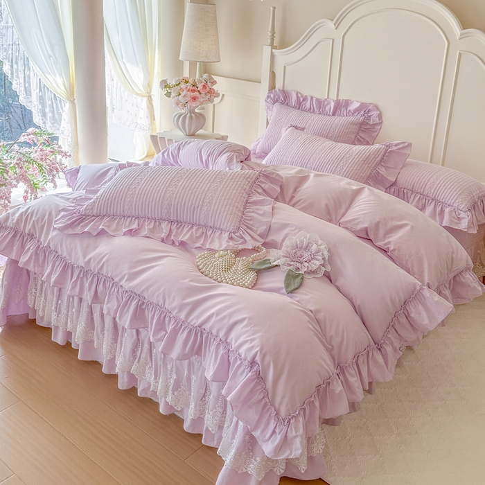 91家纺网 家纺一手货源 找家纺 瑞宝 2026新款全棉水洗棉床盖四件套-初夏 严格控价。利润不低于90 除平台优惠券 梦幻紫