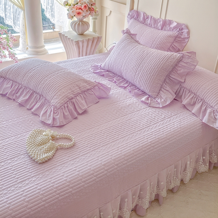 91家纺网 家纺一手货源 找家纺 瑞宝 2026新款全棉水洗棉床盖四件套-初夏 严格控价。利润不低于90 除平台优惠券 梦幻紫