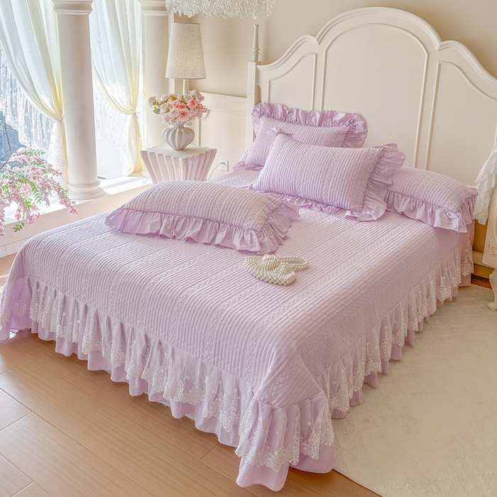 91家纺网 家纺一手货源 找家纺 瑞宝 2026新款全棉水洗棉床盖四件套-初夏 严格控价。利润不低于90 除平台优惠券 梦幻紫