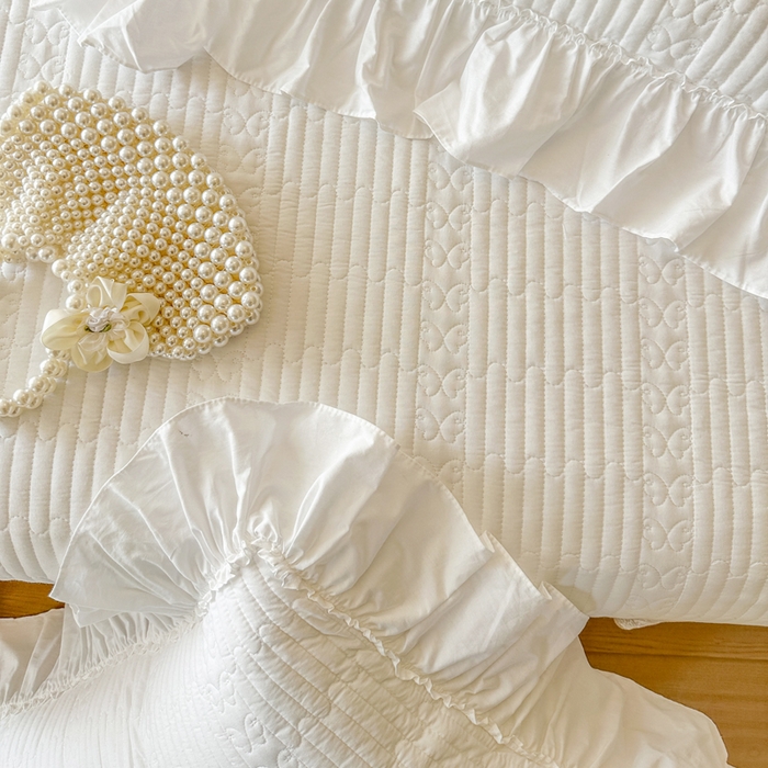 91家纺网 家纺一手货源 找家纺 瑞宝 2026新款全棉水洗棉床盖四件套-初夏 严格控价。利润不低于90 除平台优惠券 奶油白