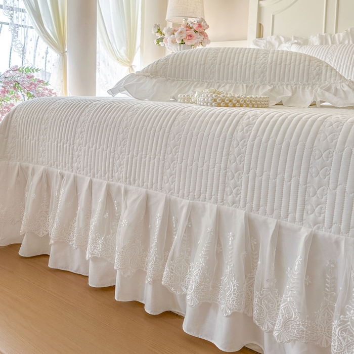 91家纺网 家纺一手货源 找家纺 瑞宝 2026新款全棉水洗棉床盖四件套-初夏 严格控价。利润不低于90 除平台优惠券 奶油白