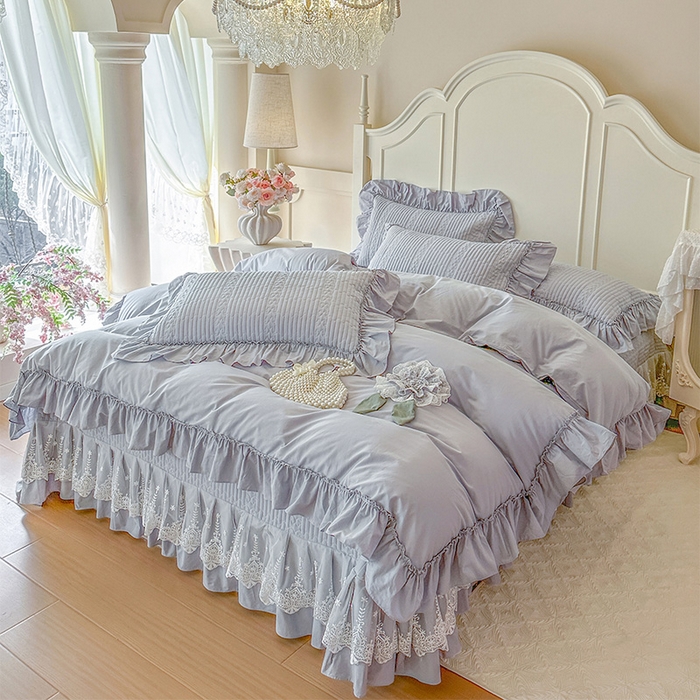 91家纺网 家纺一手货源 找家纺 瑞宝 2026新款全棉水洗棉床盖四件套-初夏 严格控价。利润不低于90 除平台优惠券 雾蓝