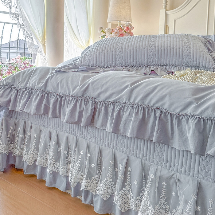 91家纺网 家纺一手货源 找家纺 瑞宝 2026新款全棉水洗棉床盖四件套-初夏 严格控价。利润不低于90 除平台优惠券 雾蓝