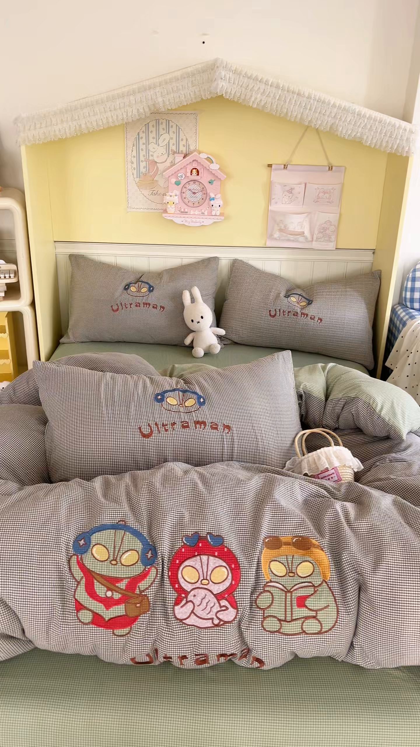 91家纺网 家纺一手货源 找家纺 丫丫家纺 2026新款古法水洗棉贴布绣床单款四件套 奥特兄妹