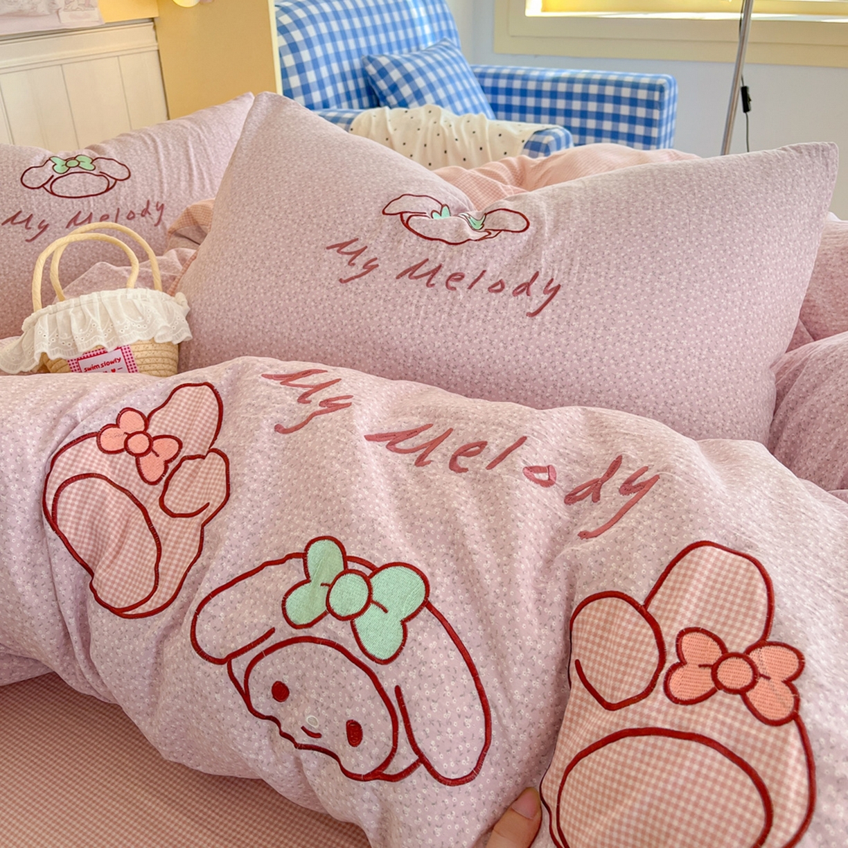 丫丫家纺 2026新款古法水洗棉贴布绣床单款四件套 美小蒂