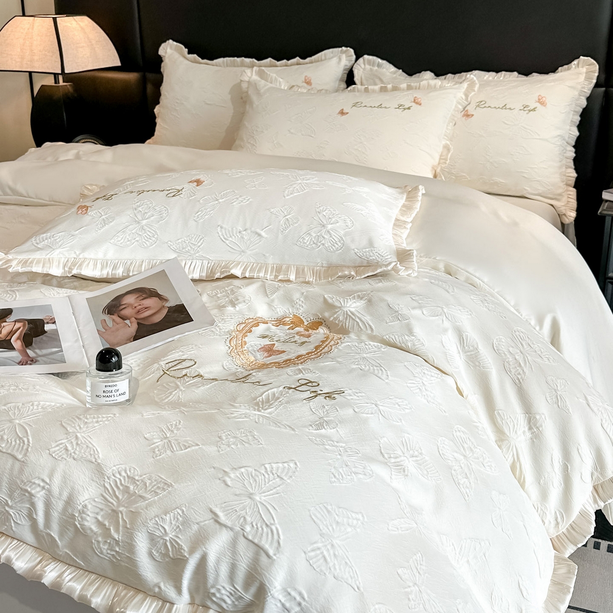 91家纺网 家纺一手货源 找家纺 （总）宇航家纺 2026新款浮雕花边水洗真丝四件套-梦境