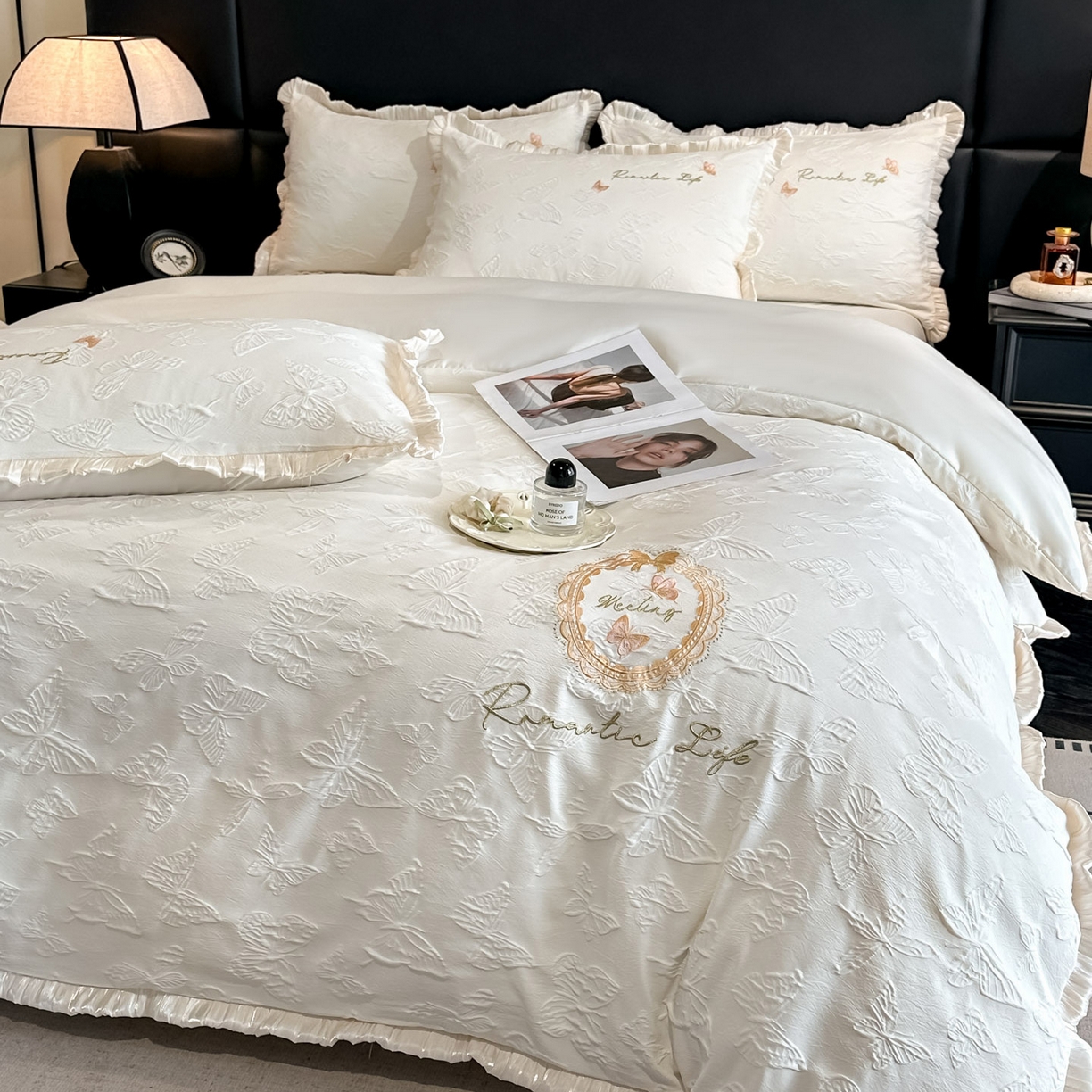 91家纺网 家纺一手货源 找家纺 （总）宇航家纺 2026新款浮雕花边水洗真丝四件套-梦境