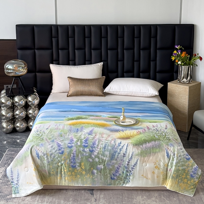 91家纺网 家纺一手货源 找家纺 莉雅居 2026新款凉感丝夏被夏凉被空调被 熏野