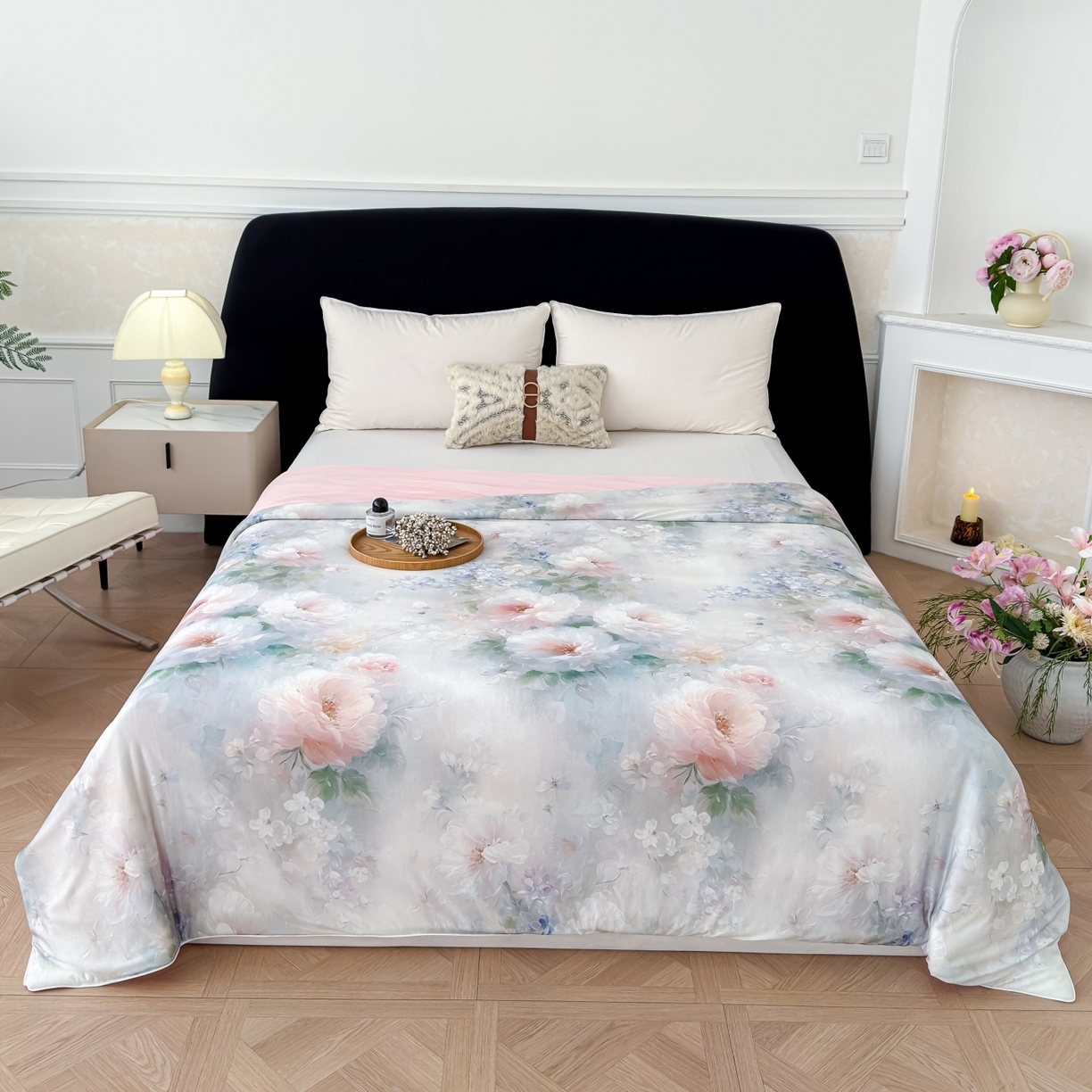 91家纺网 家纺一手货源 找家纺 莉雅居 2026新款凉感丝夏被夏凉被空调被 春野