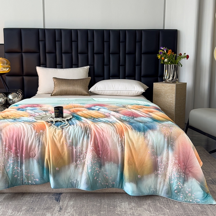 91家纺网 家纺一手货源 找家纺 莉雅居 2026新款凉感丝夏被夏凉被空调被 幻林