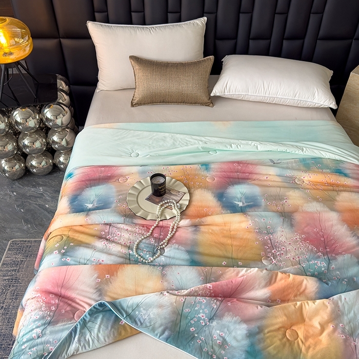 91家纺网 家纺一手货源 找家纺 莉雅居 2026新款凉感丝夏被夏凉被空调被 幻林