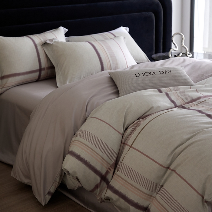 91家纺网 家纺一手货源 找家纺 梧桐树 2026新款全棉纯棉长绒棉数码印花系列四件套 S57品格豆沙