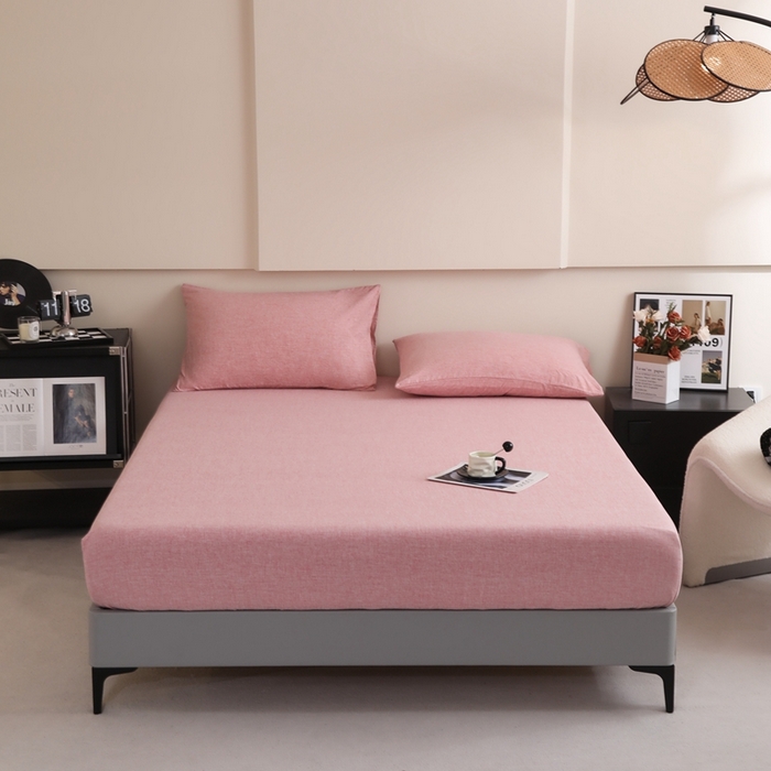 91家纺网 家纺一手货源 找家纺 宇淳国际 2026新款亲肤阳离子磨毛床单床笠系列 西瓜红