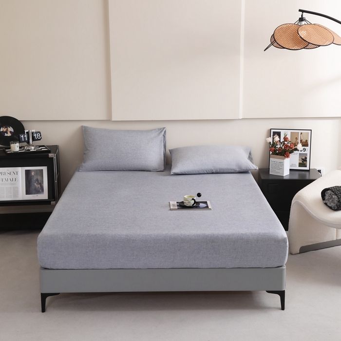 宇淳国际 2026新款亲肤阳离子磨毛床单床笠系列 烟波蓝