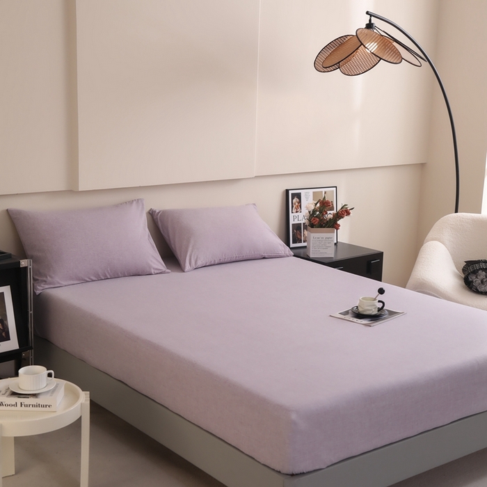 91家纺网 家纺一手货源 找家纺 宇淳国际 2026新款亲肤阳离子磨毛床单床笠系列 丁香紫