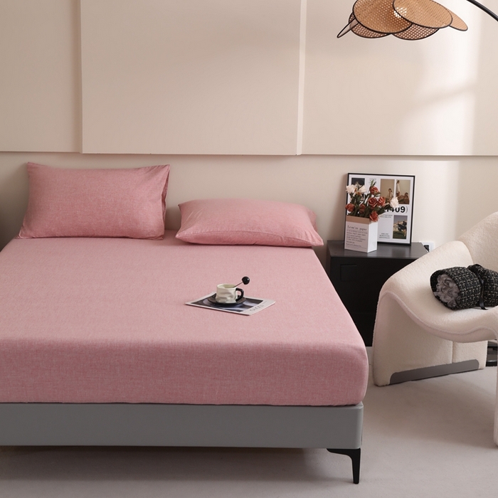 91家纺网 家纺一手货源 找家纺 宇淳国际 2026新款亲肤阳离子磨毛床单床笠系列 西瓜红